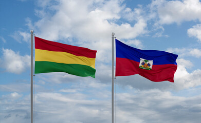Haiti and Bolivia flags, country relationship concept