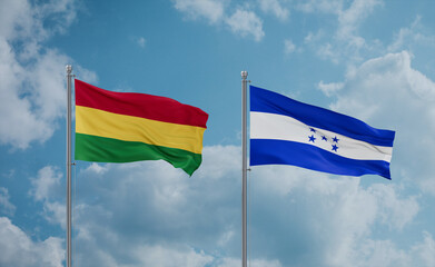 Honduras and Bolivia flags, country relationship concept