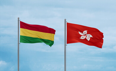 Hong Kong and Bolivia flags, country relationship concept
