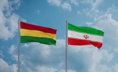 Iran and Bolivia flags, country relationship concept