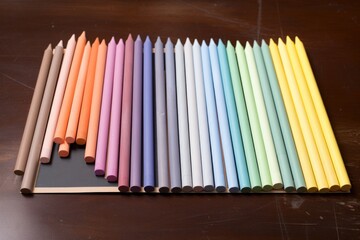 pastels arranged on a piece of sandpaper - obrazy, fototapety, plakaty