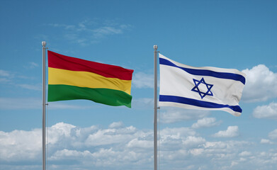 Israel and Bolivia flags, country relationship concept