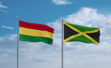 Jamaica and Bolivia flags, country relationship concept