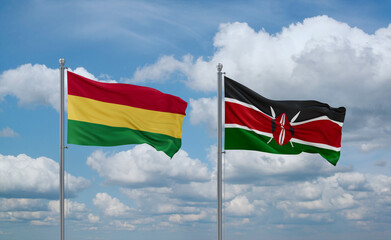 Kenya and Bolivia flags, country relationship concept