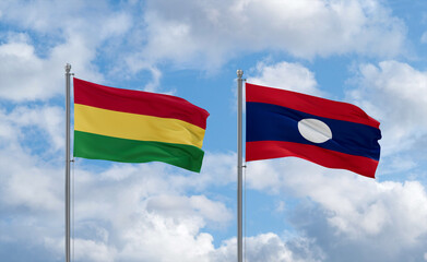 Laos and Bolivia flags, country relationship concept