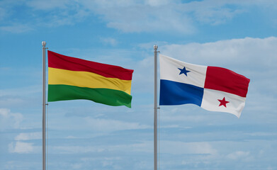 Panama and Bolivia flags, country relationship concept