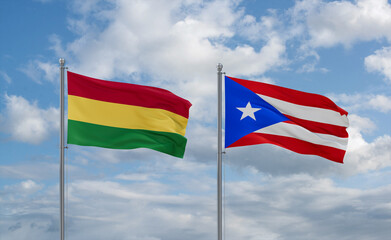 Puerto Rico and Bolivia flags, country relationship concept