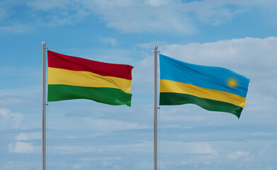 Rwanda and Bolivia flags, country relationship concept