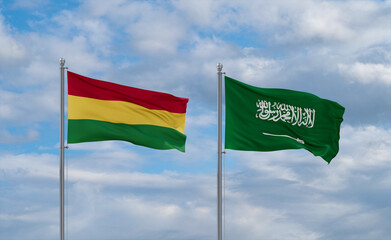 Bolivia and Saudi Arabia flags, country relationship concepts