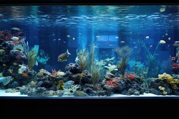 large aquarium with various marine creatures