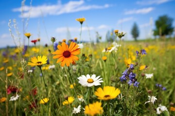 Obraz premium wildflowers blooming on a healthy meadow