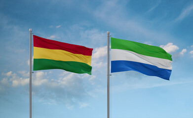 Sierra Leone and Bolivia flags, country relationship concept