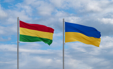 Ukraine and Bolivia flags, country relationship concept