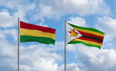 Zimbabwe and Bolivia flags, country relationship concept