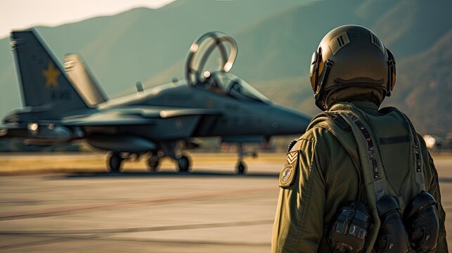 Air force pilot face aircraft