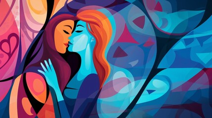 A vibrant illustration of love expressed through abstract art