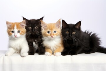 several breeds of kittens laying together