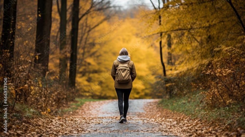 Wall mural A person walking on a path toward recovery