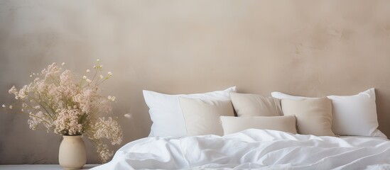 Pillows in white on a bed