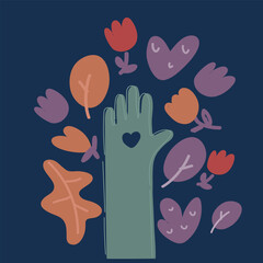 Cartoon vector illustration of Female hands making sign Heart by fingers, Fands of woman with copy space. Love concept on Valentine day.