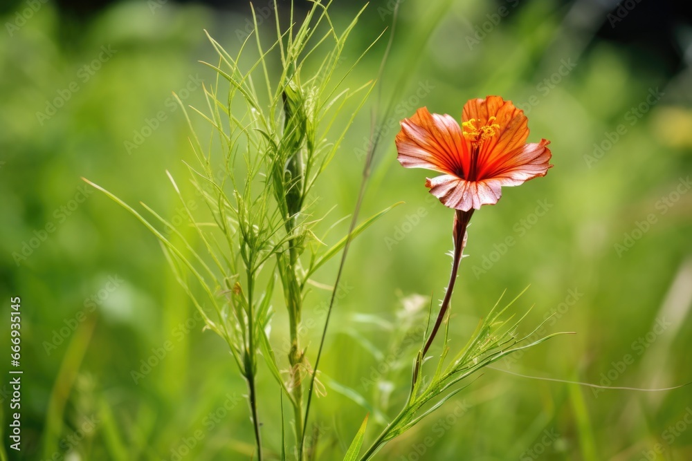 Poster a single flower blooming amid weeds