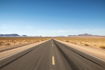 Fototapeta na wymiar an open highway stretching across a flat desert landscape
