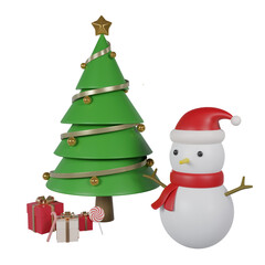 Snowman Christmas Ornaments 3D Illustration.