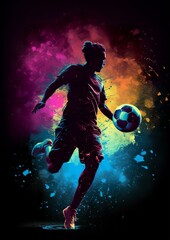 Fußball Bunte Silhouette eines Fußballspielers