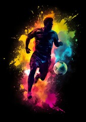 Fußball Bunte Silhouette eines Fußballspielers