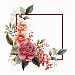 floral frame logo illustration, white background