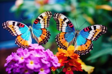 colorful butterflies on a flower