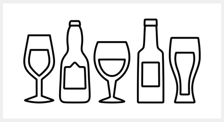 Beer icon isolated. Beer glass and bottle. Wine Vector illustration. EPS 10