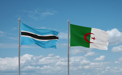 Botswana and Algeria national flags, country relationship concept
