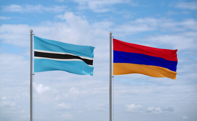 Armenia and Botswana flags, country relationship concept