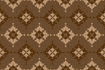Brown fabric Mexican style. Geometric ethnic flower seamless pattern in tribal. Aztec ornament print. Design for background, illustration, fabric, clothing, carpet, textile, batik, embroidery.