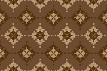 Brown fabric Mexican style. Geometric ethnic flower seamless pattern in tribal. Aztec ornament print. Design for background, illustration, fabric, clothing, carpet, textile, batik, embroidery.