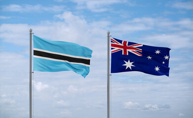 Australia and Botswana flags, country relationship concept