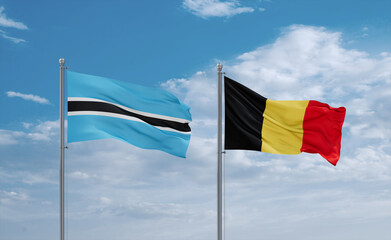 Belgium and Botswana flags, country relationship concept