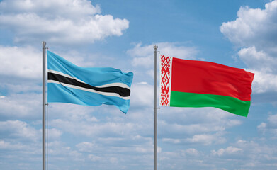 Belarus and Botswana flags, country relationship concept