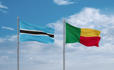 Benin and Botswana flags, country relationship concept