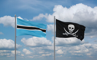 Pirate and Botswana flags, country relationship concept