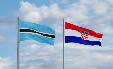Croatia and Botswana flags, country relationship concept