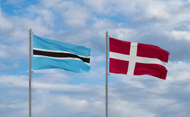Denmark and Botswana flags, country relationship concept