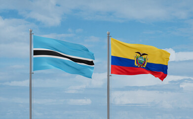 Ecuador and Botswana flags, country relationship concept