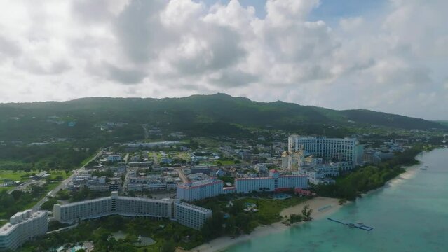 Drone view of Garapan(Garapan, Micro beach, Managaha area in Saipan)_사이판 가라판 드론뷰