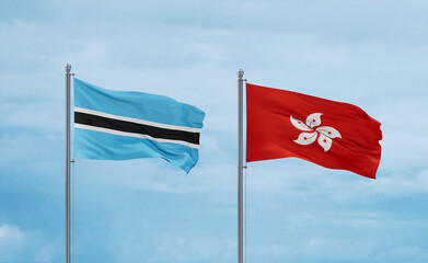 Hong Kong and Botswana flags, country relationship concept