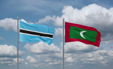 Maldives and Botswana flags, country relationship concept