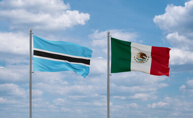 Mexico and Botswana flags, country relationship concept