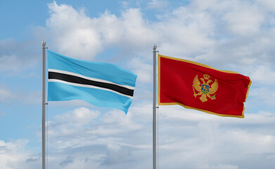 Montenegro and Botswana flags, country relationship concept