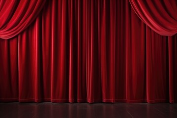 closed red velvet curtains on a theater stage